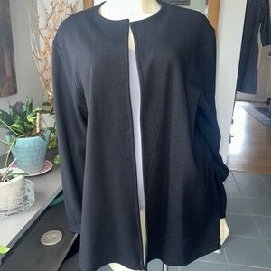 Eileen Fisher Black Open Cardigan Wool Sweater Jacket~ Medium